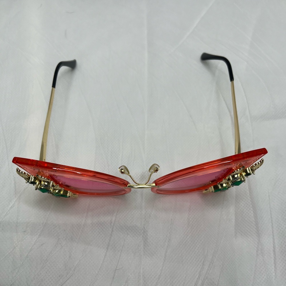 Pink Cat Eye with Rhinestones - Picture 3 of 3